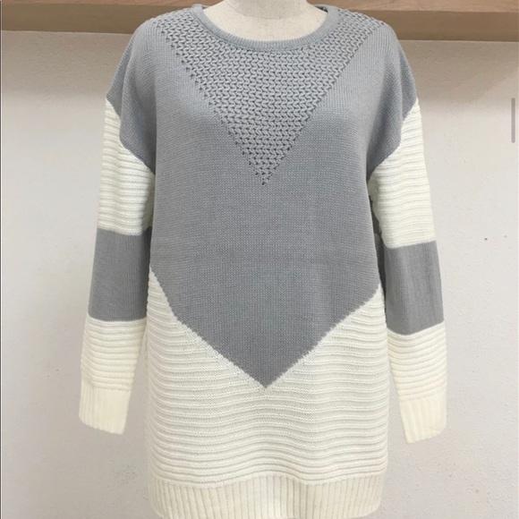 Colorblock Striped Oversized Pullover Sweater GRAY - Picture 7 of 7